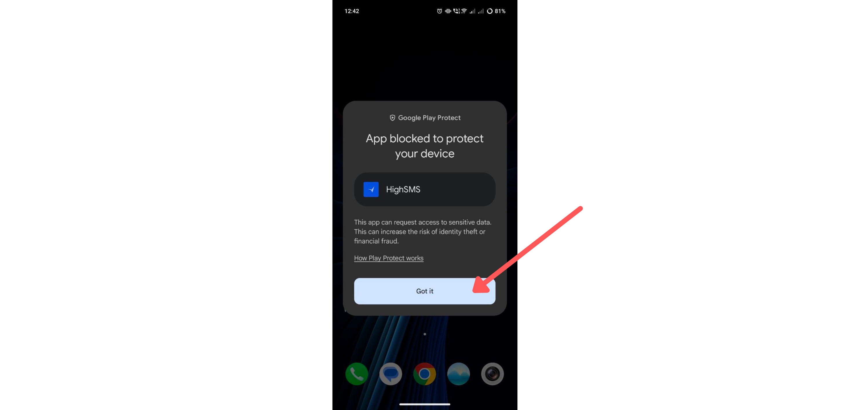 Play Protect App blocked warning