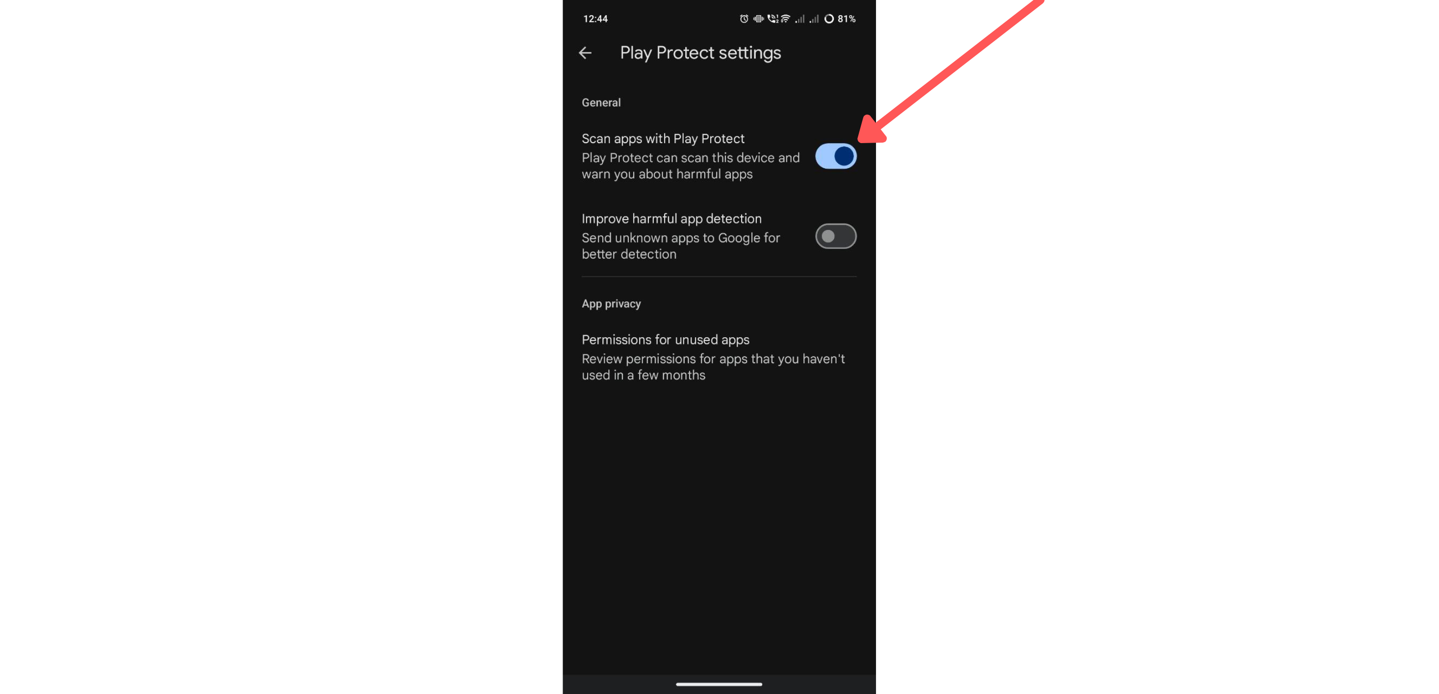 Play Protect settings