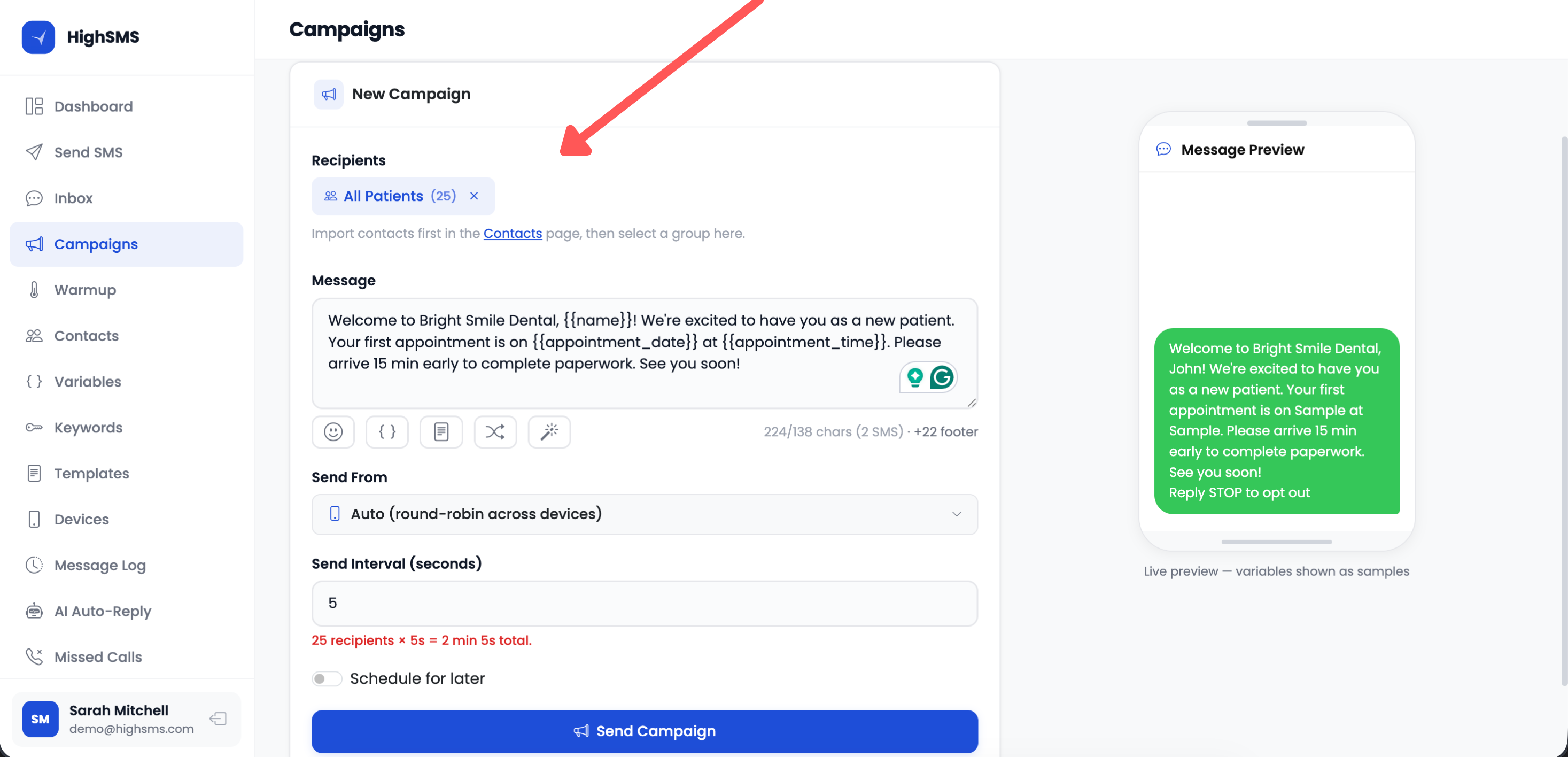 Campaign creation form